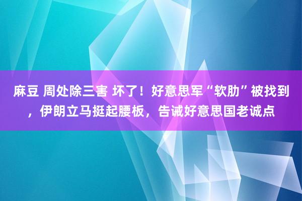 麻豆 周处除三害 坏了!好意思军“软肋”被找到,伊朗立马挺起腰板,告诫好意思国老诚点