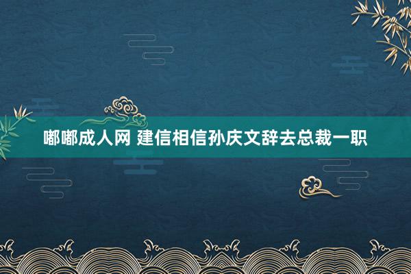 嘟嘟成人网 建信相信孙庆文辞去总裁一职