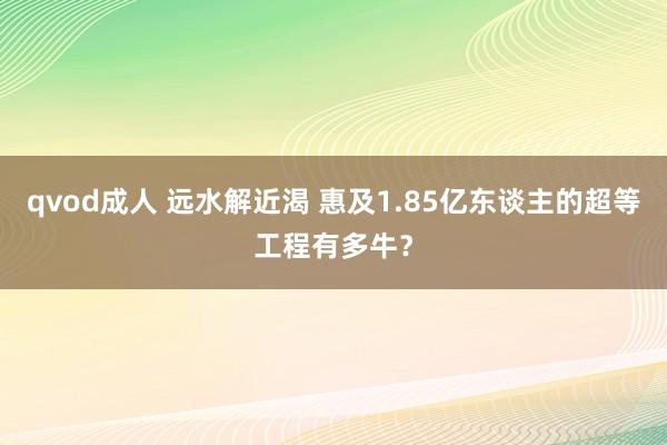 qvod成人 远水解近渴 惠及1.85亿东谈主的超等工程有多牛？