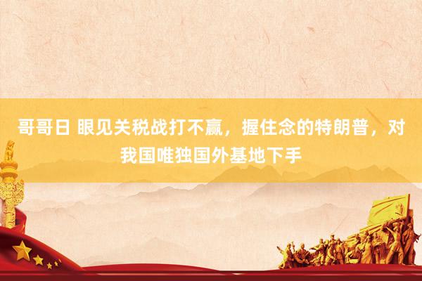 哥哥日 眼见关税战打不赢，握住念的特朗普，对我国唯独国外基地下手