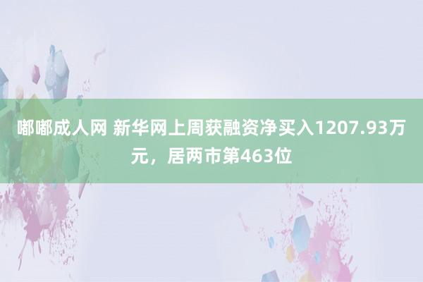 嘟嘟成人网 新华网上周获融资净买入1207.93万元，居两市第463位