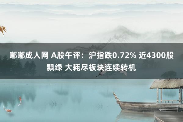 嘟嘟成人网 A股午评：沪指跌0.72% 近4300股飘绿 大耗尽板块连续转机
