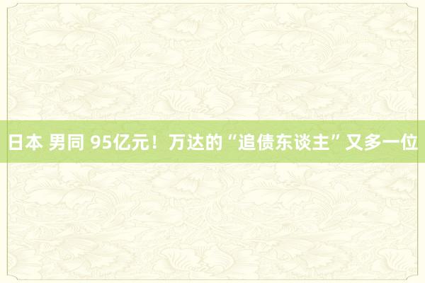 日本 男同 95亿元！万达的“追债东谈主”又多一位