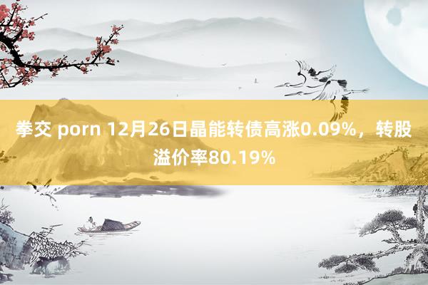 拳交 porn 12月26日晶能转债高涨0.09%，转股溢价率80.19%