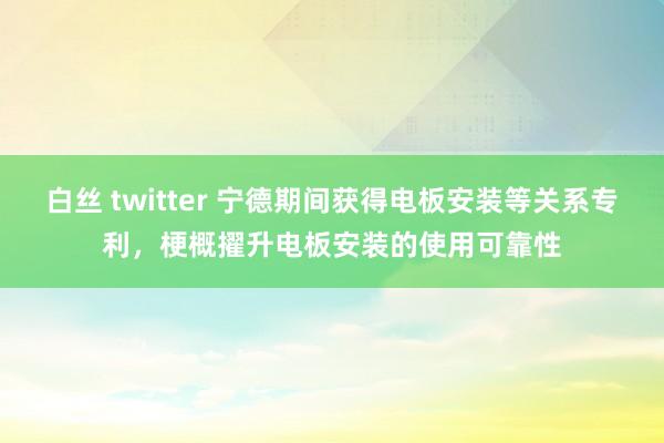 白丝 twitter 宁德期间获得电板安装等关系专利，梗概擢升电板安装的使用可靠性