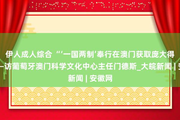 伊人成人综合 “‘一国两制’奉行在澳门获取庞大得胜”——访葡萄牙澳门科学文化中心主任门德斯_大皖新闻 | 安徽网