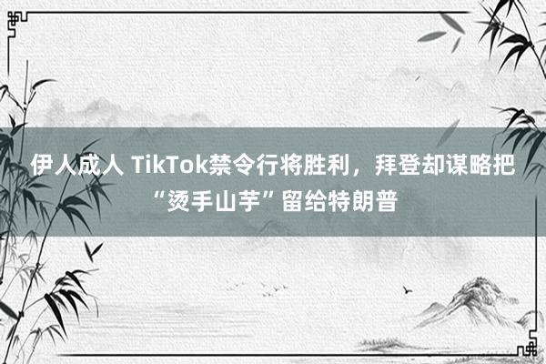 伊人成人 TikTok禁令行将胜利，拜登却谋略把“烫手山芋”留给特朗普