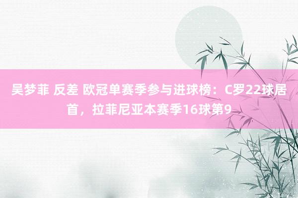 吴梦菲 反差 欧冠单赛季参与进球榜：C罗22球居首，拉菲尼亚本赛季16球第9