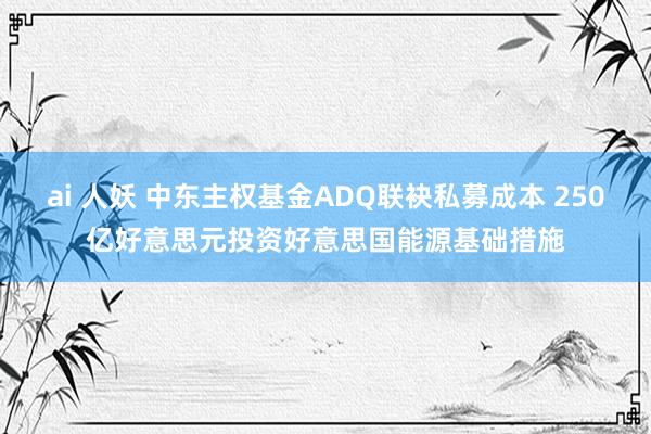 ai 人妖 中东主权基金ADQ联袂私募成本 250亿好意思元投资好意思国能源基础措施