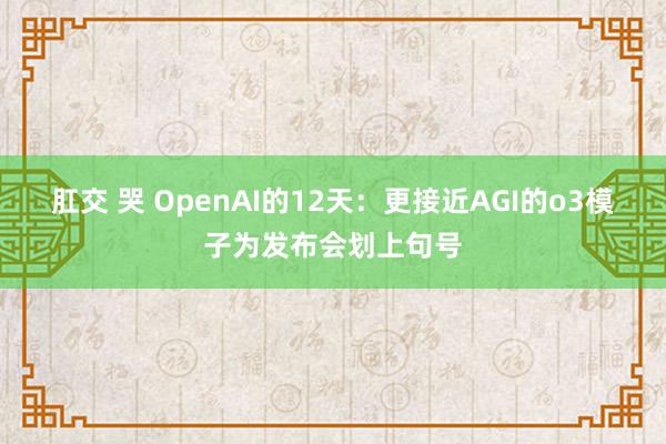 肛交 哭 OpenAI的12天：更接近AGI的o3模子为发布会划上句号