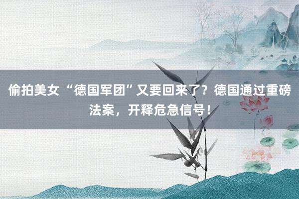 偷拍美女 “德国军团”又要回来了？德国通过重磅法案，开释危急信号！