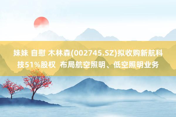 妹妹 自慰 木林森(002745.SZ)拟收购新航科技51%股权  布局航空照明、低空照明业务