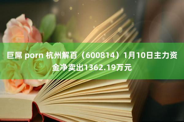 巨屌 porn 杭州解百（600814）1月10日主力资金净卖出1362.19万元