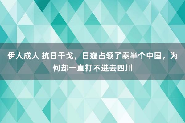 伊人成人 抗日干戈，日寇占领了泰半个中国，为何却一直打不进去四川