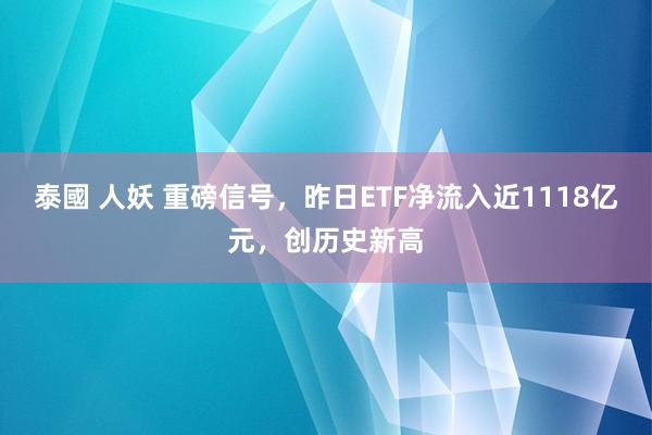 泰國 人妖 重磅信号，昨日ETF净流入近1118亿元，创历史新高