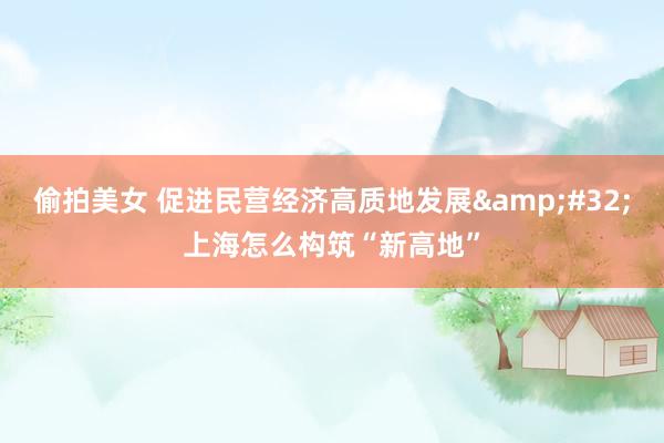 偷拍美女 促进民营经济高质地发展&#32;上海怎么构筑“新高地”