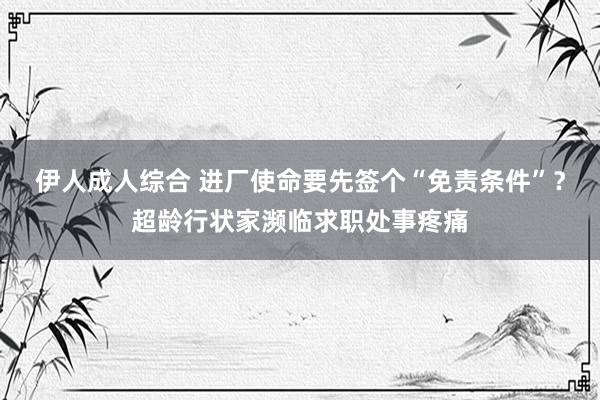 伊人成人综合 进厂使命要先签个“免责条件”？超龄行状家濒临求职处事疼痛