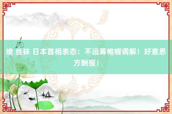 绫 丝袜 日本首相表态：不运筹帷幄调解！好意思方酬报！