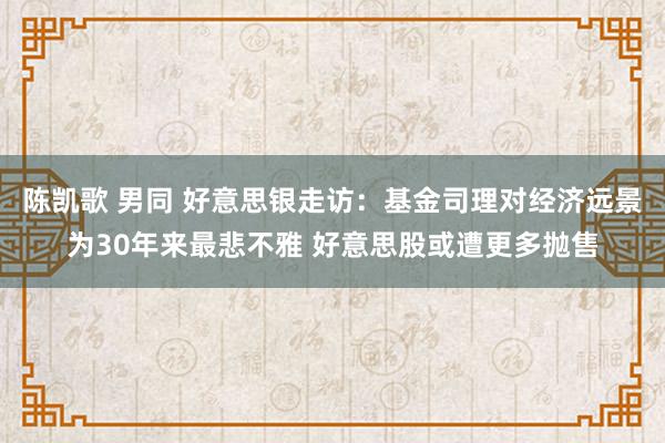 陈凯歌 男同 好意思银走访：基金司理对经济远景为30年来最悲不雅 好意思股或遭更多抛售