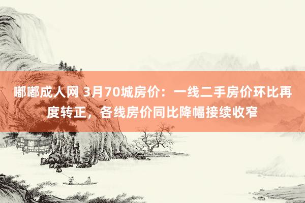 嘟嘟成人网 3月70城房价：一线二手房价环比再度转正，各线房价同比降幅接续收窄