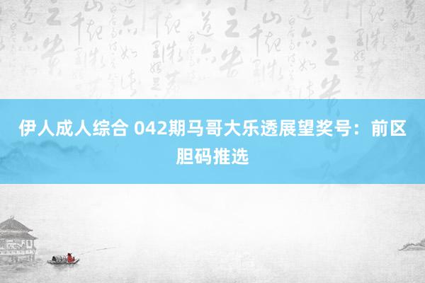 伊人成人综合 042期马哥大乐透展望奖号：前区胆码推选
