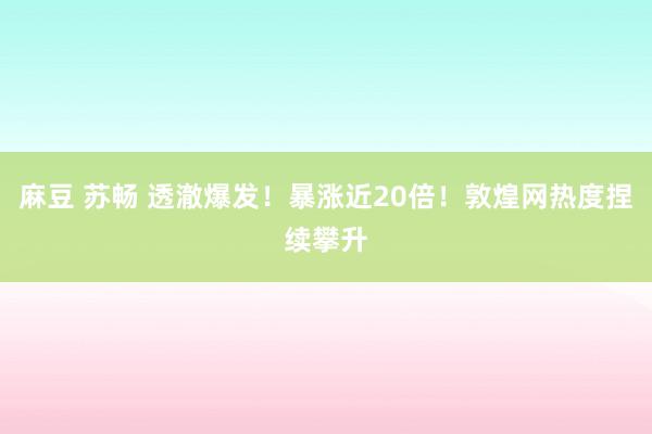 麻豆 苏畅 透澈爆发！暴涨近20倍！敦煌网热度捏续攀升