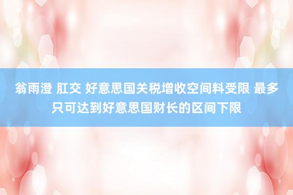 翁雨澄 肛交 好意思国关税增收空间料受限 最多只可达到好意思国财长的区间下限