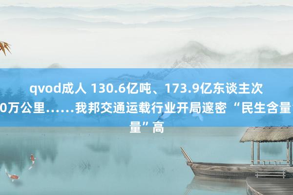 qvod成人 130.6亿吨、173.9亿东谈主次、10万公里……我邦交通运载行业开局邃密 “民生含量”高
